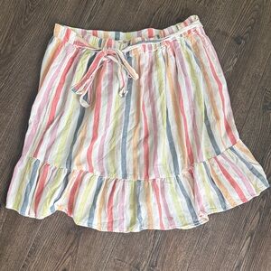 Old Navy Women's Pastel Multi-Stripe Ruffle Hem Skirt with Tie Large